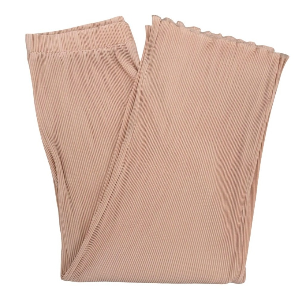 Joie‎ Womens Large Wide Leg Pants Pleated Plisse Peach High Waist Flowy Elegant